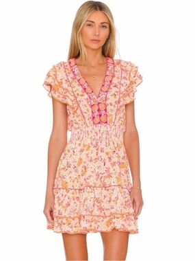 Poupette St Barth Camila floral minidress in Pink Monaco Size Large